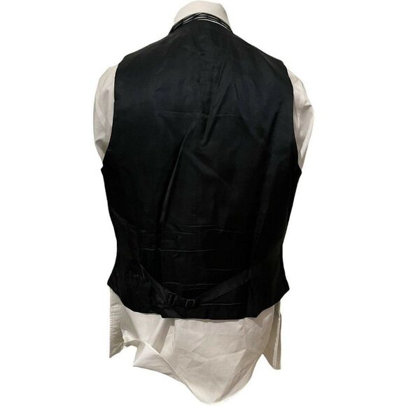 CANALI Men's Two Piece Sports Coat Vest Charcoal Gray Orange Striped Size 44 L - Picture 10 of 11